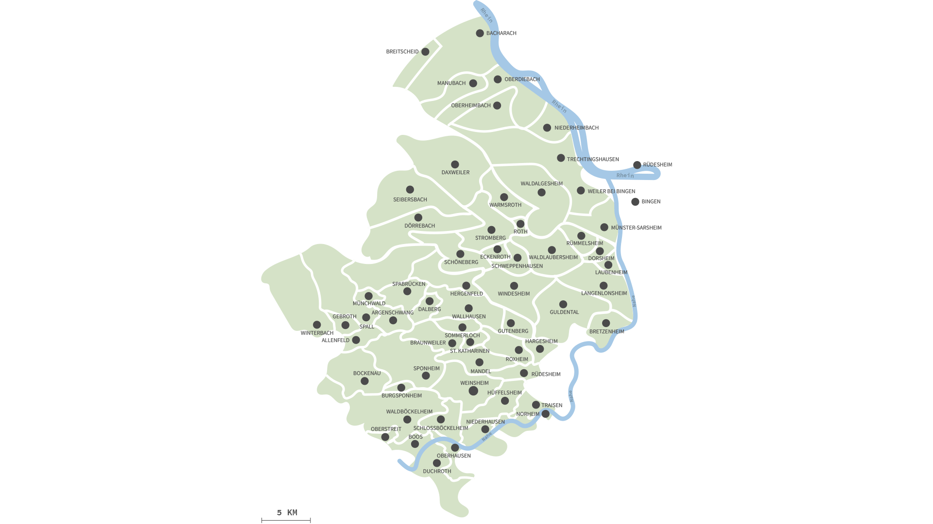 Karte region rhein nahe rüdesheim langenlonsheim stromberg